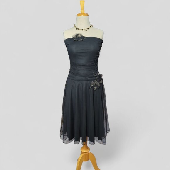 Vintage Womens Dress Small Y2K Strapless Mesh Romantic Gothic Witchy Punk Emo - Picture 11 of 15